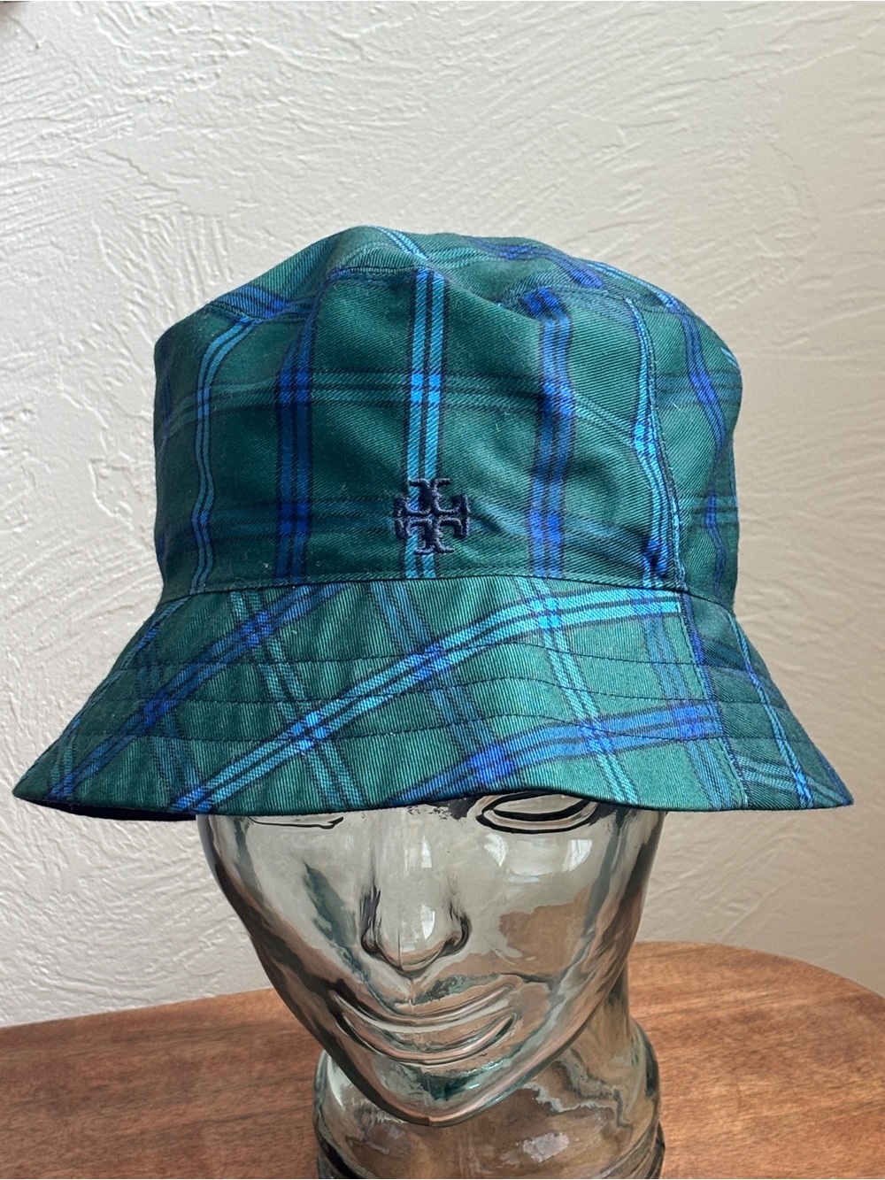 Tory Burch - Tory Sport Green Plaid / Navy reversible Bucket Hat - OS
